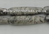 CTR54 15.5 inches 10*40mm faceted teardrop grey picture jasper beads