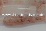 CTR57 15.5 inches 10*40mm faceted teardrop pink quartz beads