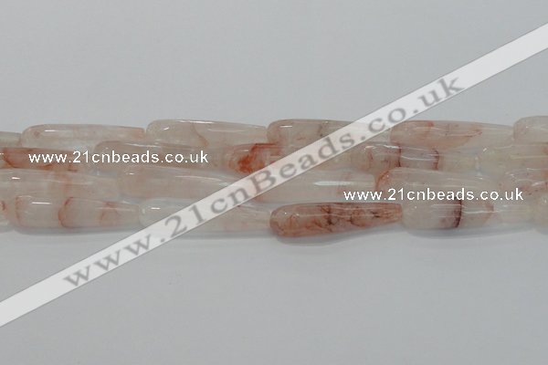 CTR57 15.5 inches 10*40mm faceted teardrop pink quartz beads