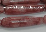 CTR58 15.5 inches 10*40mm faceted teardrop strawberry quartz beads