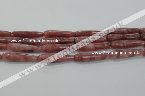 CTR58 15.5 inches 10*40mm faceted teardrop strawberry quartz beads