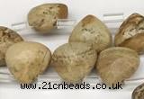 CTR610 Top drilled 10*10mm faceted briolette picture jasper beads