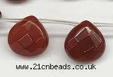 CTR616 Top drilled 10*10mm faceted briolette red agate beads