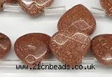 CTR638 Top drilled 13*13mm faceted briolette goldstone beads wholesale