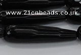 CTR64 15.5 inches 10*40mm faceted teardrop black agate beads