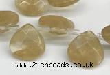CTR645 Top drilled 13*13mm faceted briolette yellow watermelon beads