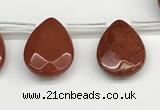 CTR668 Top drilled 10*14mm faceted briolette red jasper beads