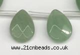 CTR696 Top drilled 12*16mm faceted briolette green aventurine beads