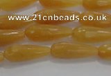 CTR75 15.5 inches 6*16mm faceted teardrop yellow jade beads