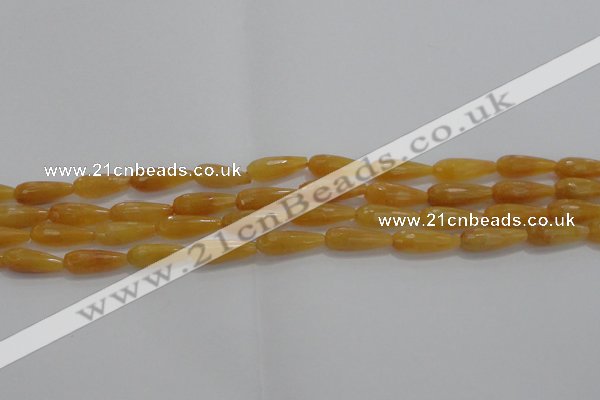 CTR75 15.5 inches 6*16mm faceted teardrop yellow jade beads