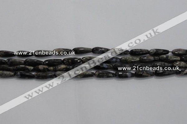 CTR78 15.5 inches 6*16mm faceted teardrop grey opal gemstone beads