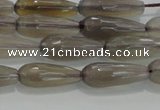 CTR79 15.5 inches 6*16mm faceted teardrop grey agate beads