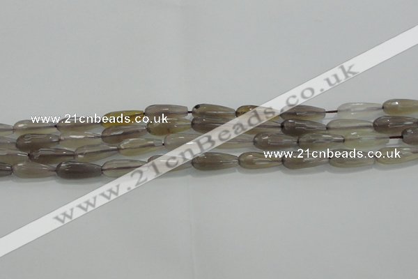 CTR79 15.5 inches 6*16mm faceted teardrop grey agate beads