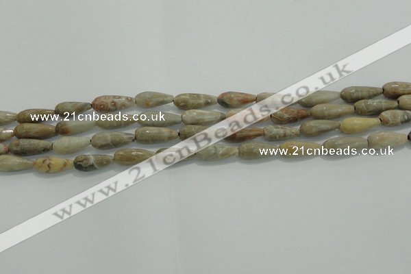 CTR81 15.5 inches 6*16mm faceted teardrop chrysanthemum agate beads