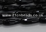 CTR82 15.5 inches 6*16mm faceted teardrop black agate beads