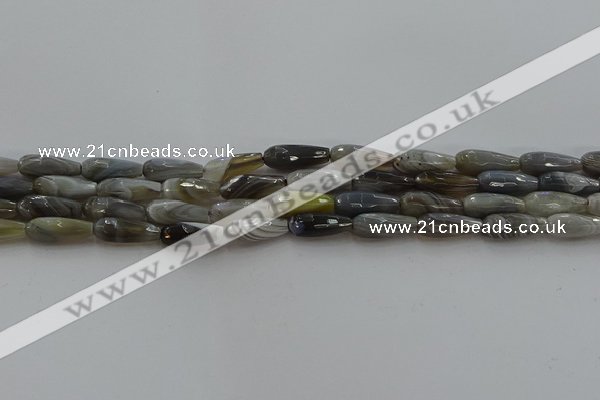 CTR87 15.5 inches 6*16mm faceted teardrop grey botswana agate beads