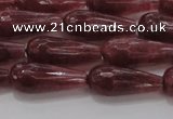 CTR92 15.5 inches 8*20mm faceted teardrop strawberry quartz beads