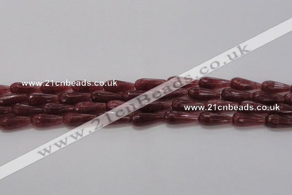 CTR92 15.5 inches 8*20mm faceted teardrop strawberry quartz beads