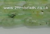 CTR93 15.5 inches 8*20mm faceted teardrop green rutilated quartz beads