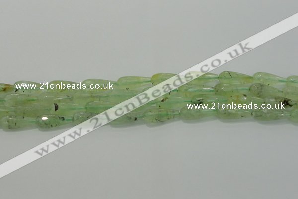 CTR93 15.5 inches 8*20mm faceted teardrop green rutilated quartz beads