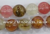 CTS06 15.5 inches 14mm round tigerskin glass beads wholesale