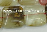 CTS53 15.5 inches 25*25mm square tigerskin glass beads wholesale