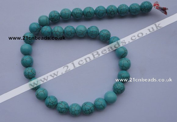 CTU06 15.5 inches 14mm round blue turquoise strand beads Wholesale