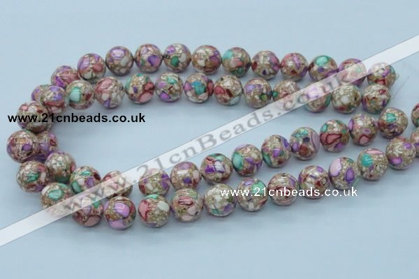 CTU107 16 inches 14mm round dyed flower turquoise beads wholesale