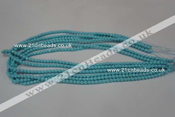 CTU1220 15.5 inches 4mm faceted round synthetic turquoise beads