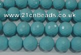 CTU1221 15.5 inches 6mm faceted round synthetic turquoise beads