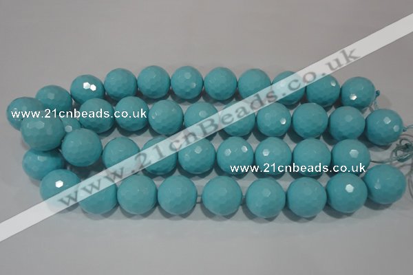 CTU1221 15.5 inches 6mm faceted round synthetic turquoise beads