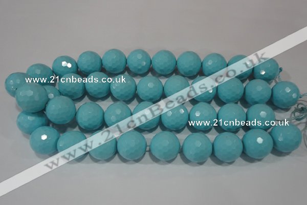 CTU1222 15.5 inches 8mm faceted round synthetic turquoise beads