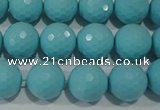 CTU1223 15.5 inches 10mm faceted round synthetic turquoise beads