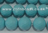 CTU1224 15.5 inches 12mm faceted round synthetic turquoise beads