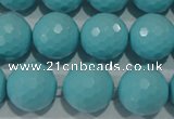 CTU1225 15.5 inches 14mm faceted round synthetic turquoise beads