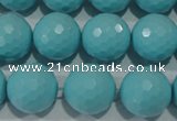 CTU1225 15.5 inches 14mm faceted round synthetic turquoise beads