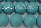 CTU1226 15.5 inches 16mm faceted round synthetic turquoise beads