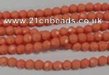 CTU1321 15.5 inches 4mm faceted round synthetic turquoise beads