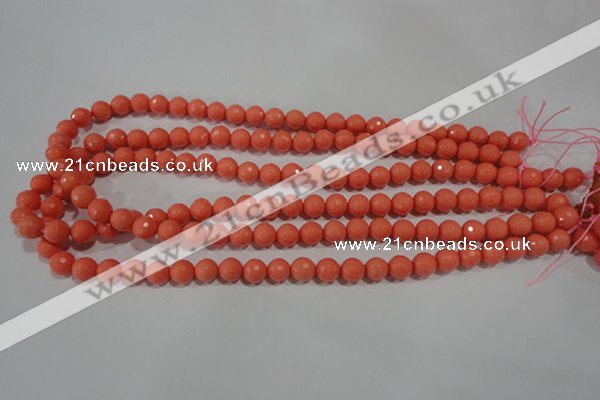 CTU1323 15.5 inches 8mm faceted round synthetic turquoise beads