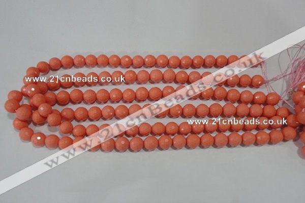 CTU1324 15.5 inches 10mm faceted round synthetic turquoise beads