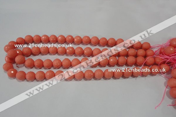 CTU1325 15.5 inches 12mm faceted round synthetic turquoise beads