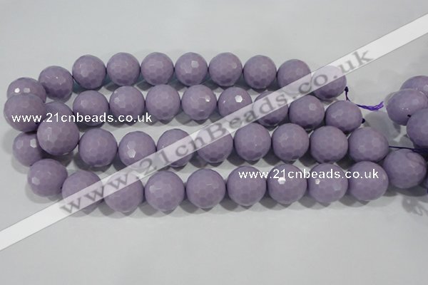 CTU1410 15.5 inches 4mm faceted round synthetic turquoise beads