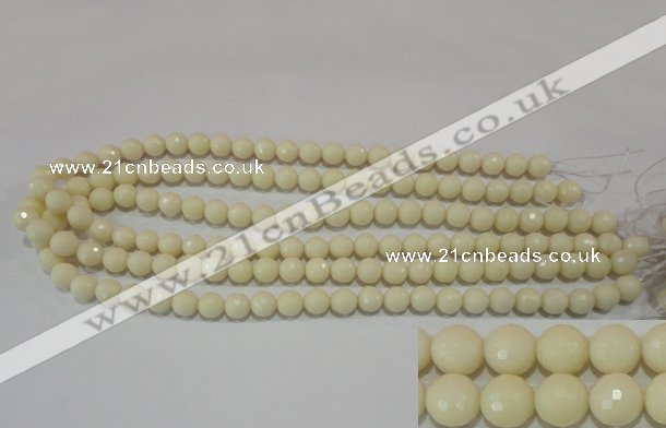 CTU1443 15.5 inches 8mm faceted round synthetic turquoise beads