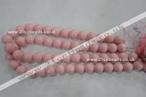 CTU1516 15.5 inches 14mm faceted round synthetic turquoise beads