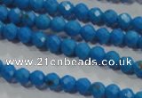 CTU1630 15.5 inches 4mm faceted round synthetic turquoise beads