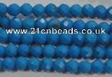 CTU1631 15.5 inches 6mm faceted round synthetic turquoise beads