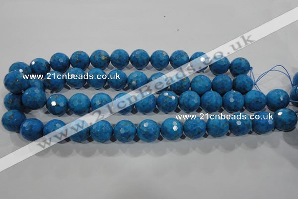 CTU1634 15.5 inches 12mm faceted round synthetic turquoise beads