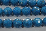 CTU1635 15.5 inches 14mm faceted round synthetic turquoise beads