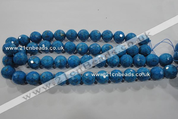 CTU1635 15.5 inches 14mm faceted round synthetic turquoise beads