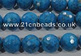 CTU1636 15.5 inches 16mm faceted round synthetic turquoise beads